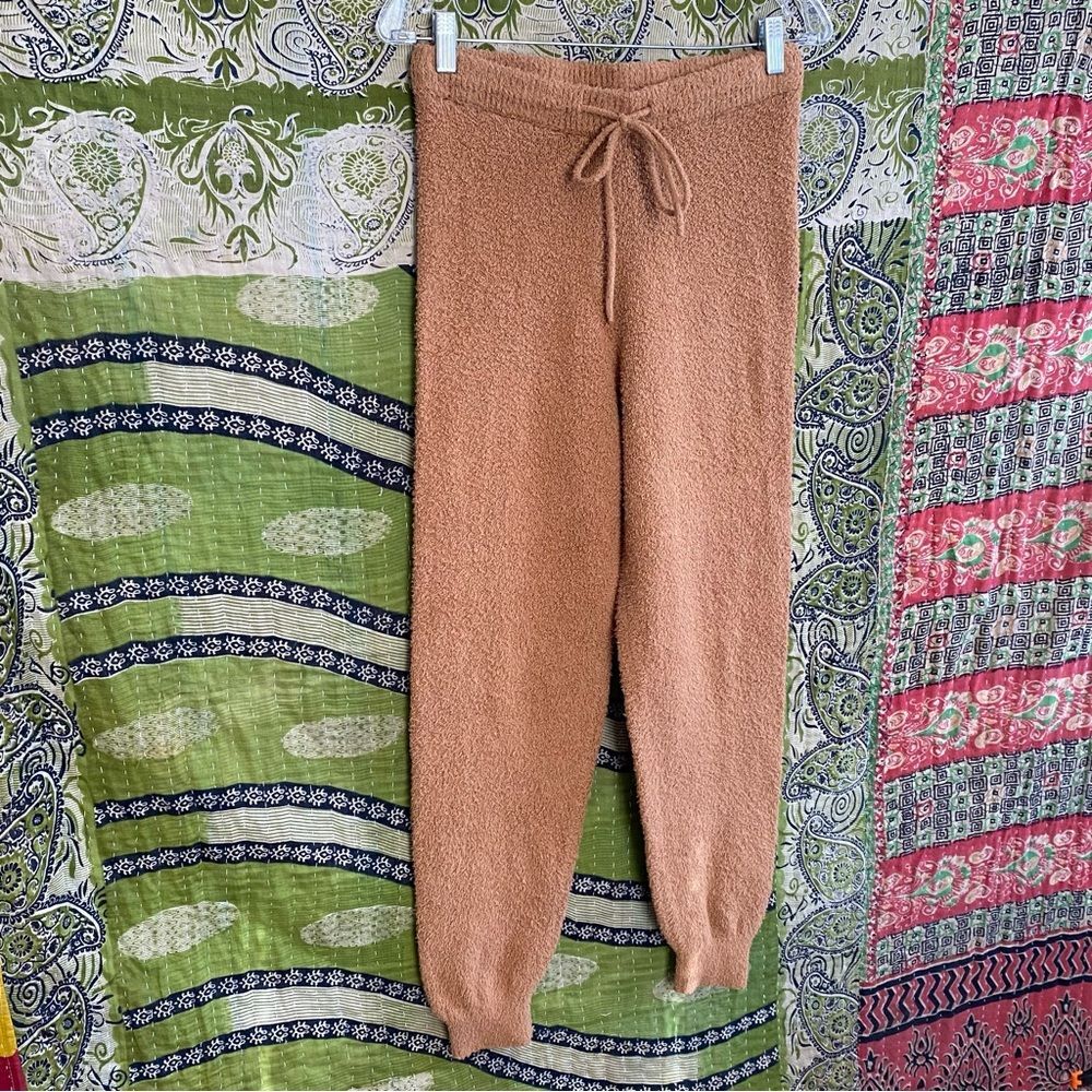 Reformation Monte Camel Plush Drawstring Chic Fuzzy Jogger Pants Size Medium - Picture 8 of 14